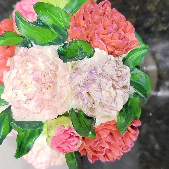 Nib Month Flower Top with Votive Candle Beautiful January Carnation Flower - Picture 2 of 8